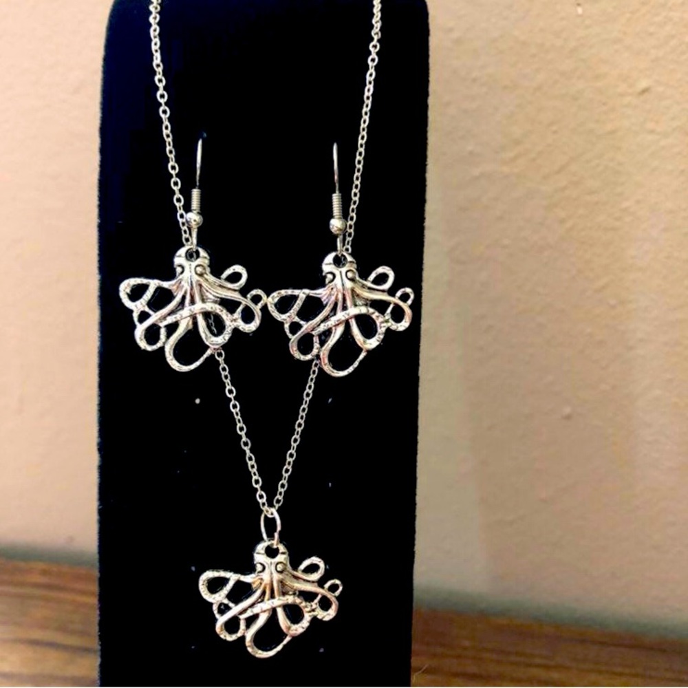 Octopus Jewelry Set- Necklace and Earrings